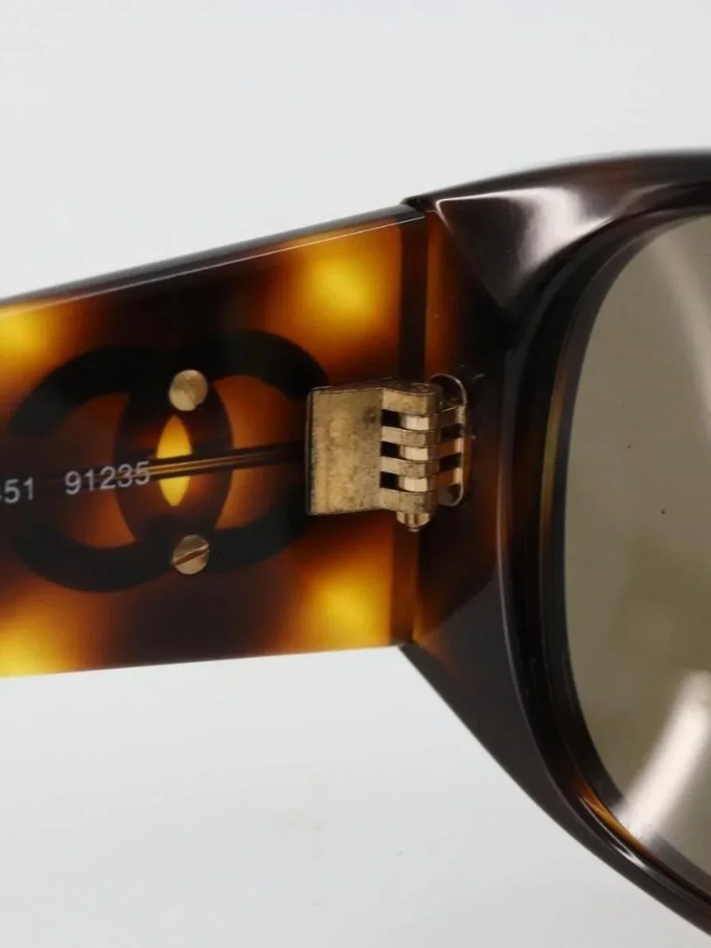 CHANEL Sunglasses Plastic Brown Gold CC Auth yk20489M